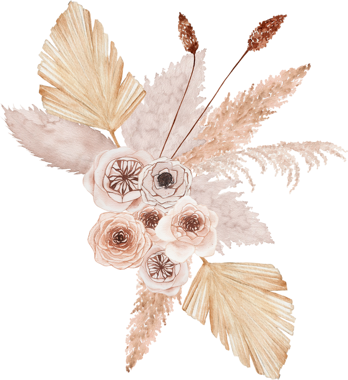 Watercolor tropical dry floral bouquet illustration